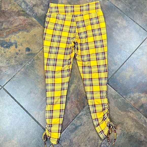 NWT Mlle Gabrielle Women’s Yellow Red Plaid Pull-on Leggings 1X - Picture 8 of 8